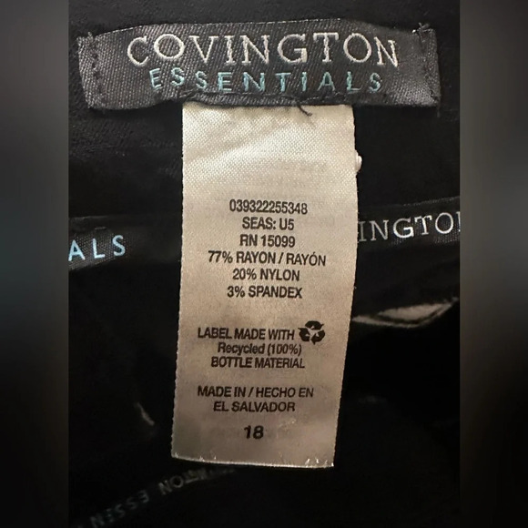 Covington Essentials Black Cropped Pants Capri Dress Pants Size 18 - Picture 5 of 5